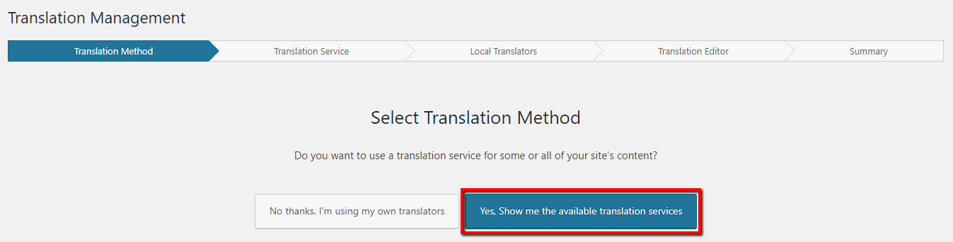 Selecting a translation method