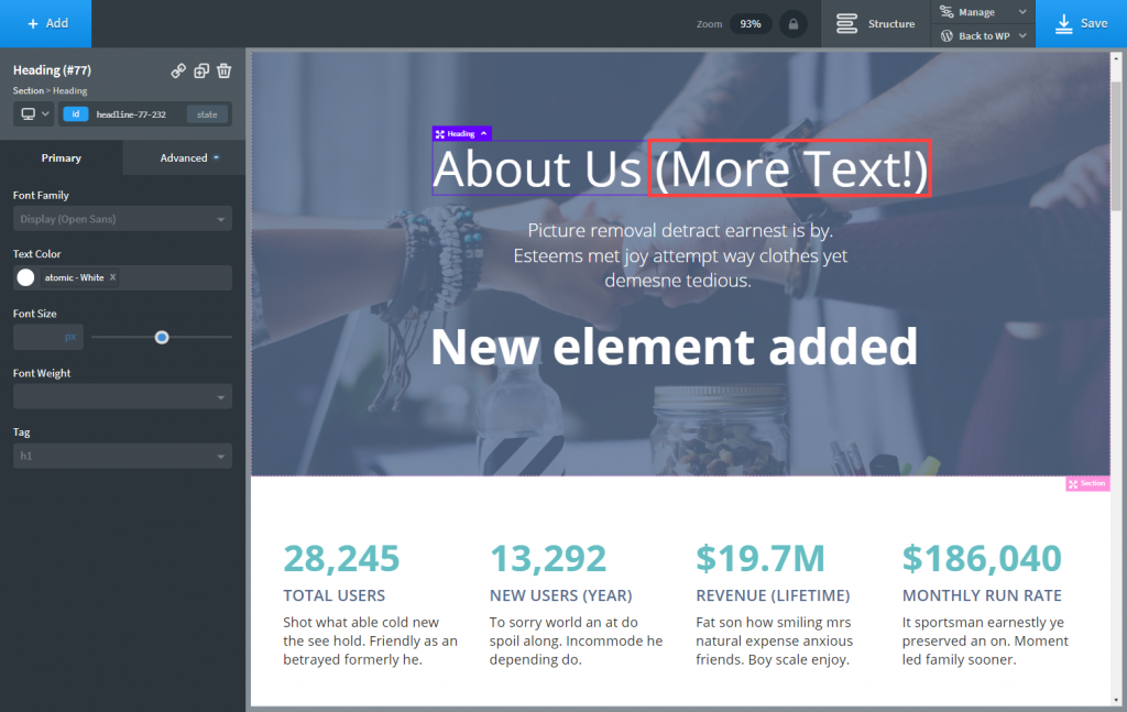 Adding more text to an existing element