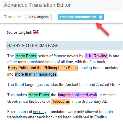 Tự động dịch nội dung của bạn trong Trình chỉnh sửa bản dịch nâng cao