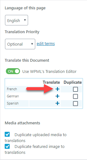 Click on the plus icon to translate the page