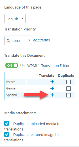 Click the plus icon to translate the page