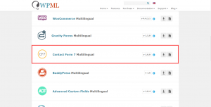 Contact Form 7 Multilingual add-on on the WPML "Downloads" page.