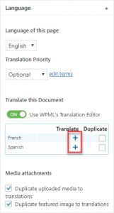 Controls to start translating a page