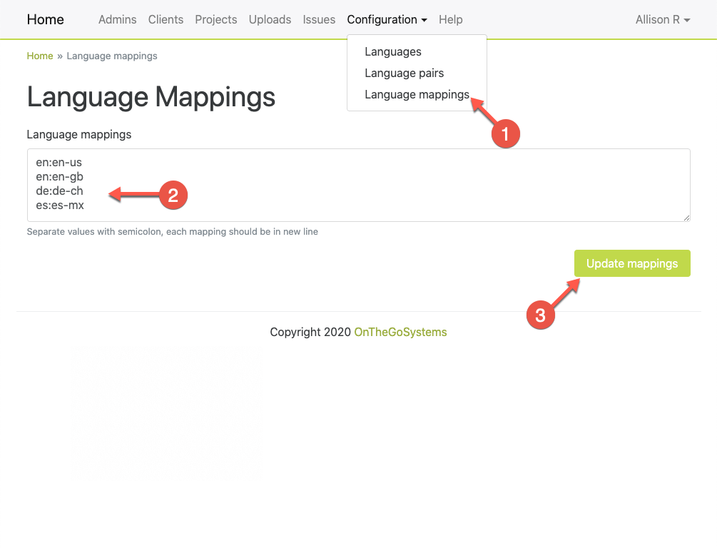 Adding language mappings