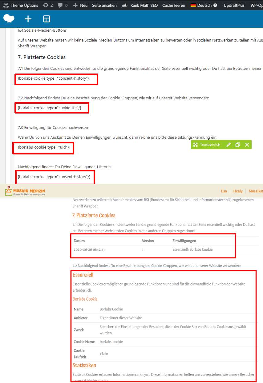 Content Of Shortcode Of Borlabs Cookie Is Not Shown Instead Shortcode Of Itself Wpml