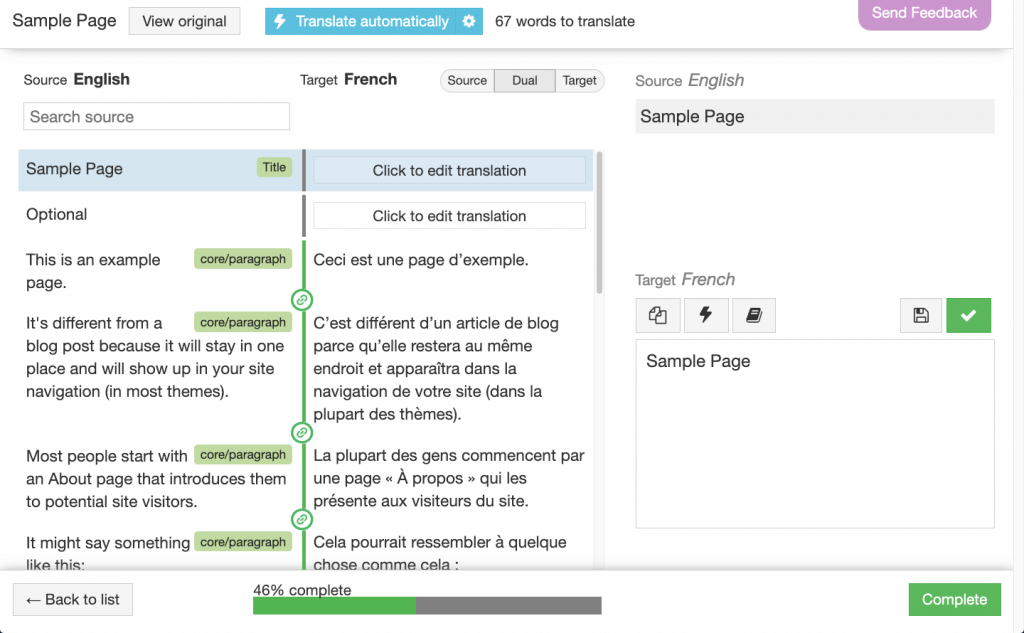 assignment editor translation