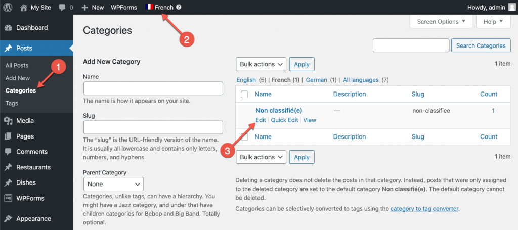 Editing a taxonomy term in a secondary language