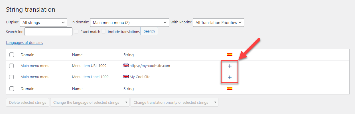 Tradução de menus - WPML