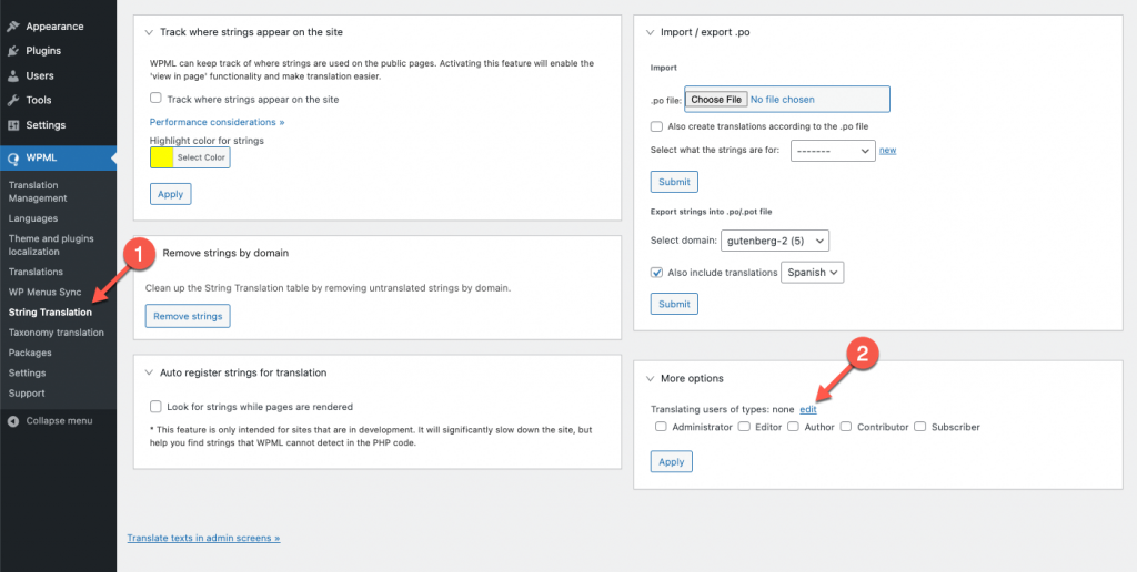 Enabling the translation of user meta