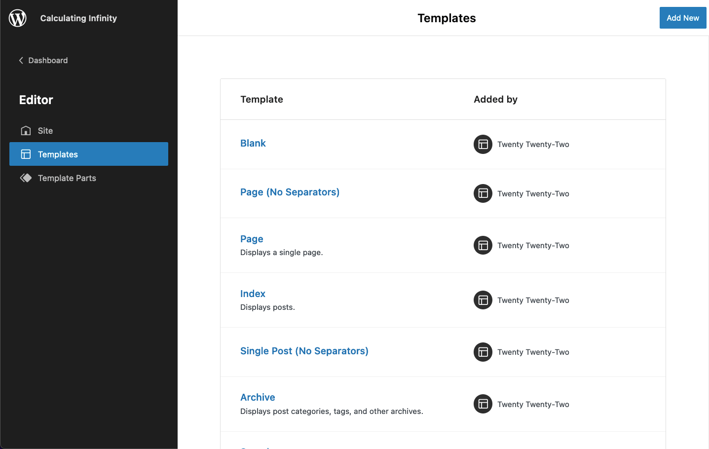 Site Editor – Documentation –