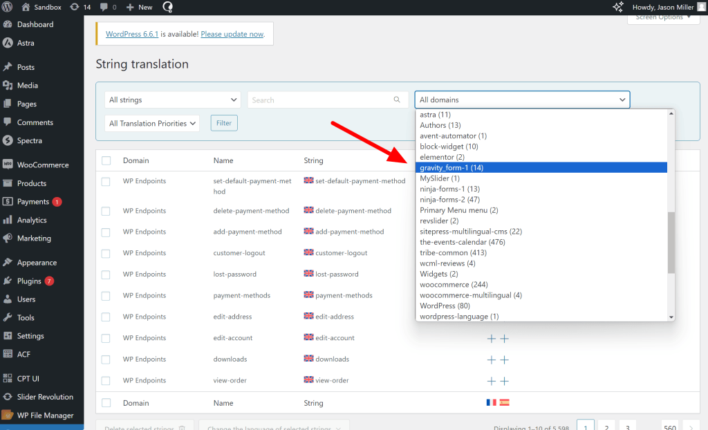 Filtering by text-domain