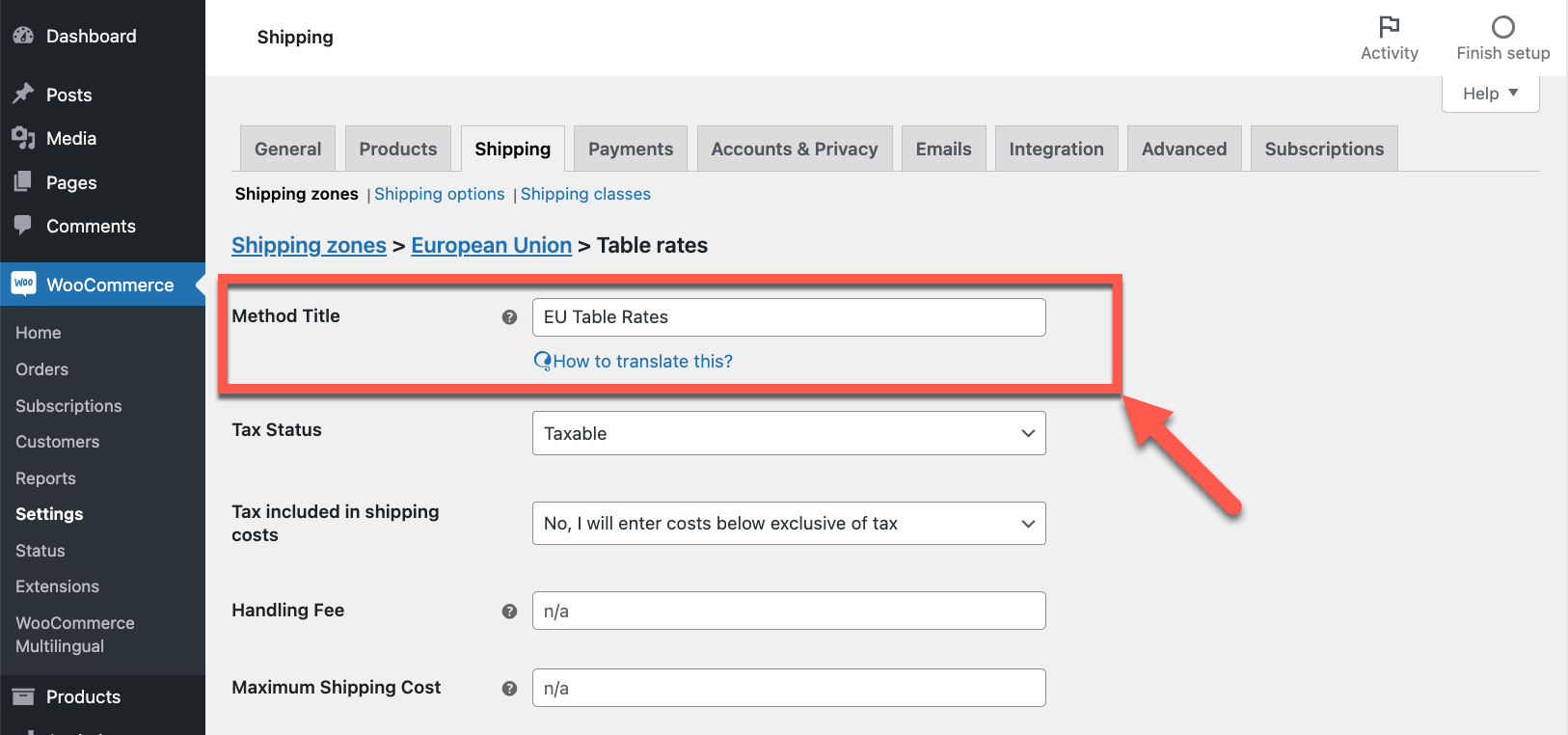 Translating Table Rate Shipping with WooCommerce Multilingual