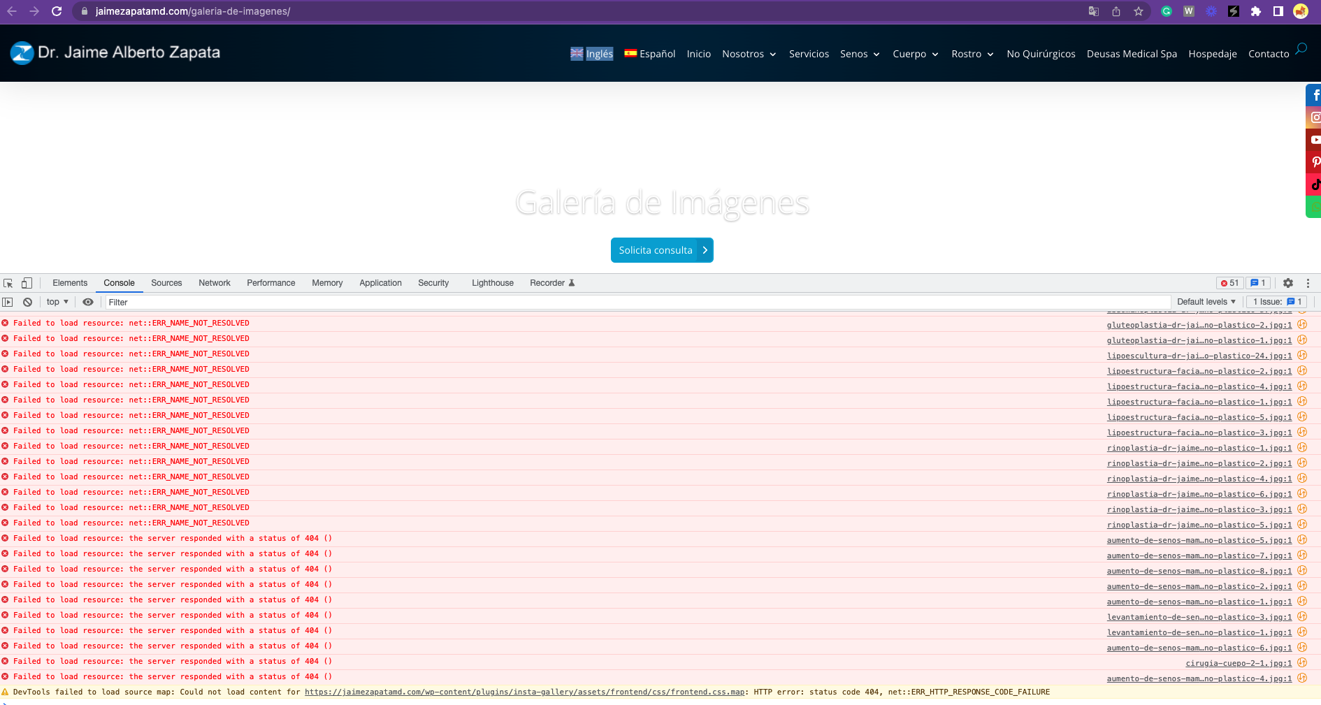 some header images show up on the spanish version and some on the