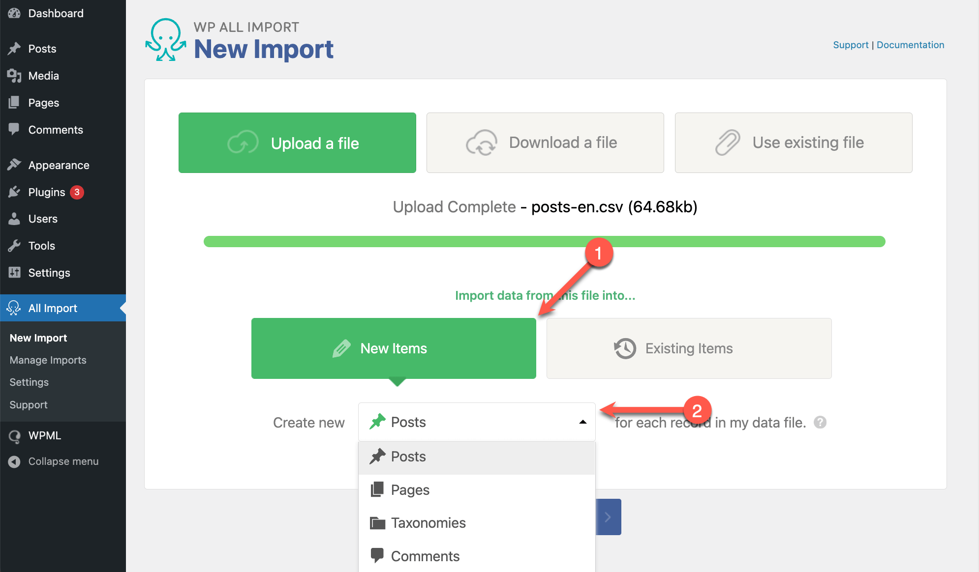 Importação de traduções de outros idiomas