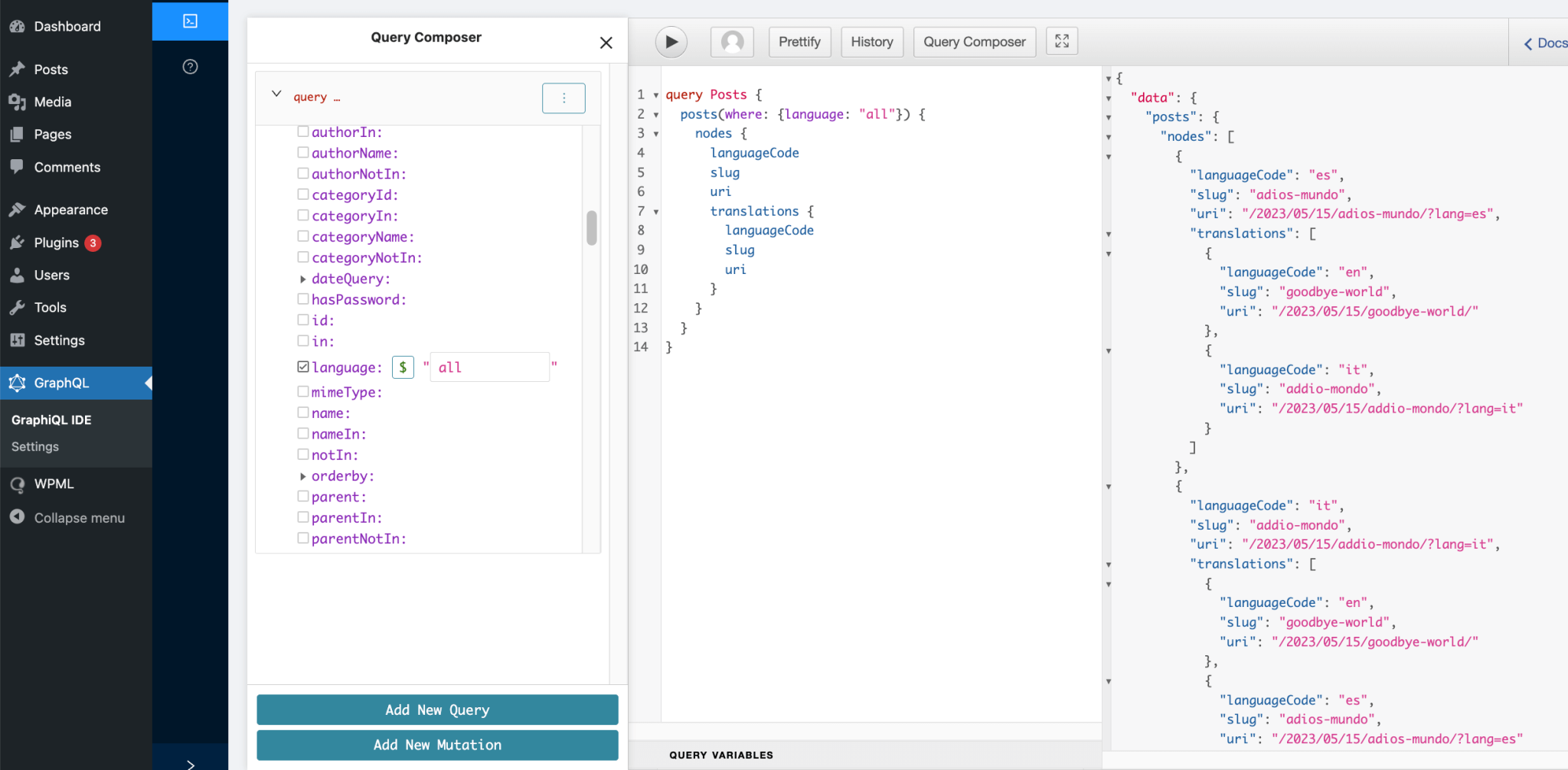 WPML GraphQL Multilingual Support for the WPGraphQL Plugin