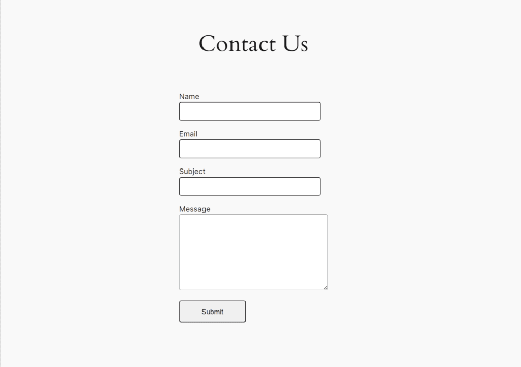 Contact form in English