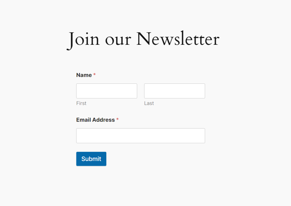 Join Newsletter form in English