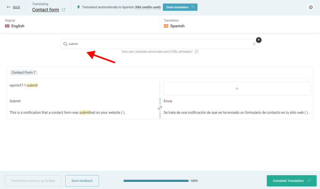 Manually translating the button label Submit