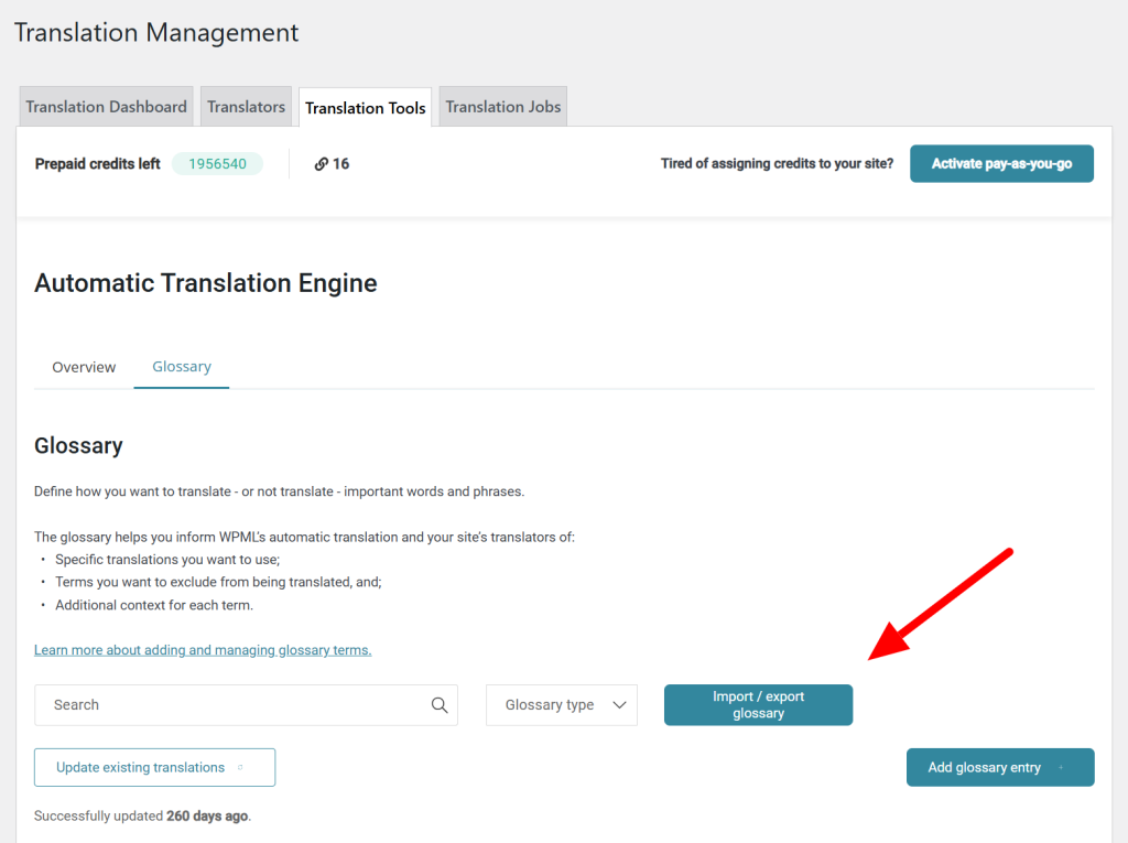 Bulk import glossary