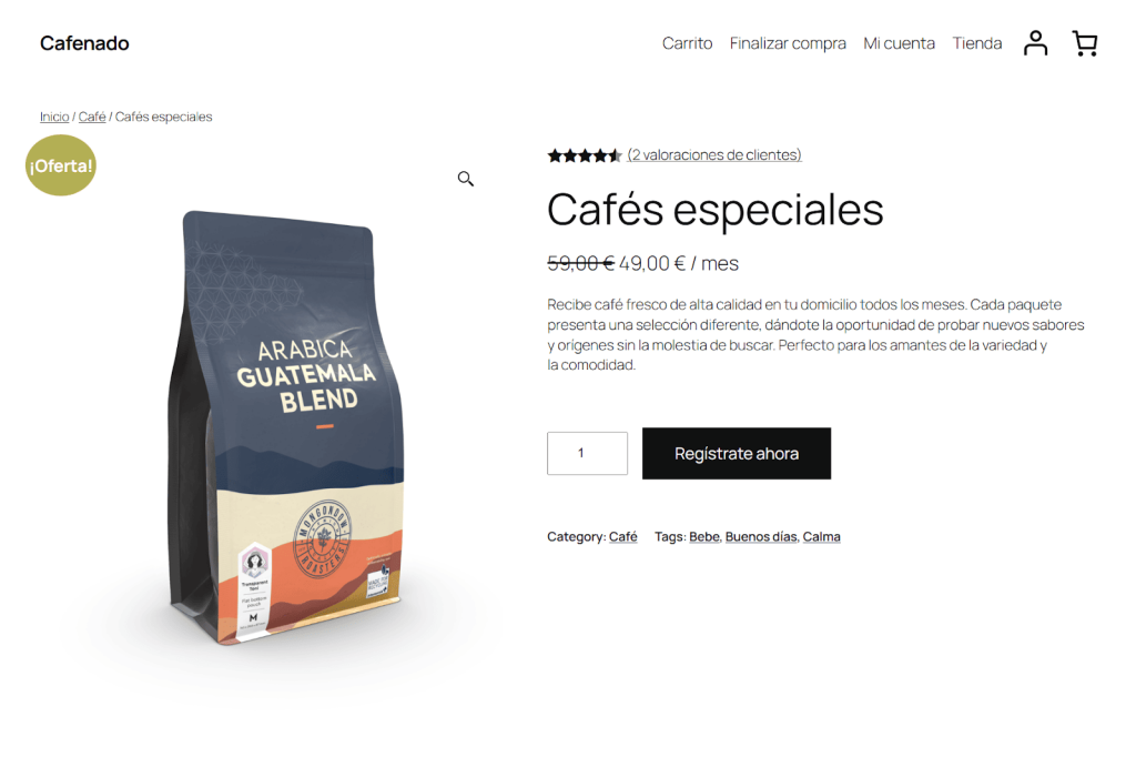 Subscription product in Spanish