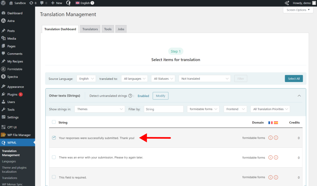 Translating Message Defaults in Translation Management