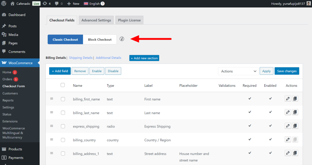 Choosing the type of WooCommerce checkout