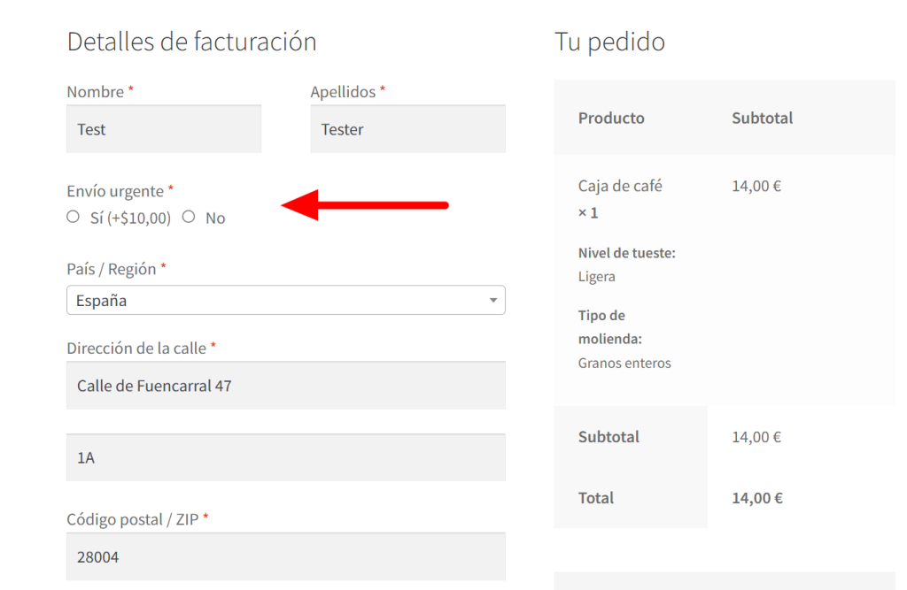 Translated field on checkout page