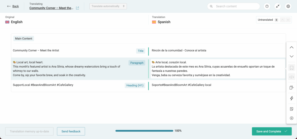 Editing translations in the WPML Advanced Translation Editor
