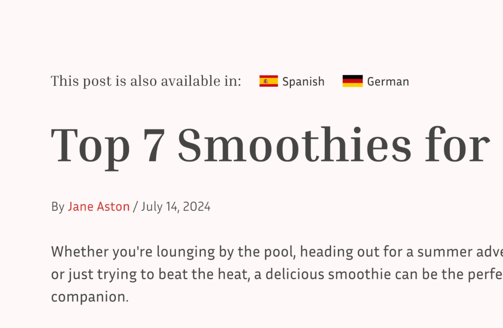Language switcher in post content