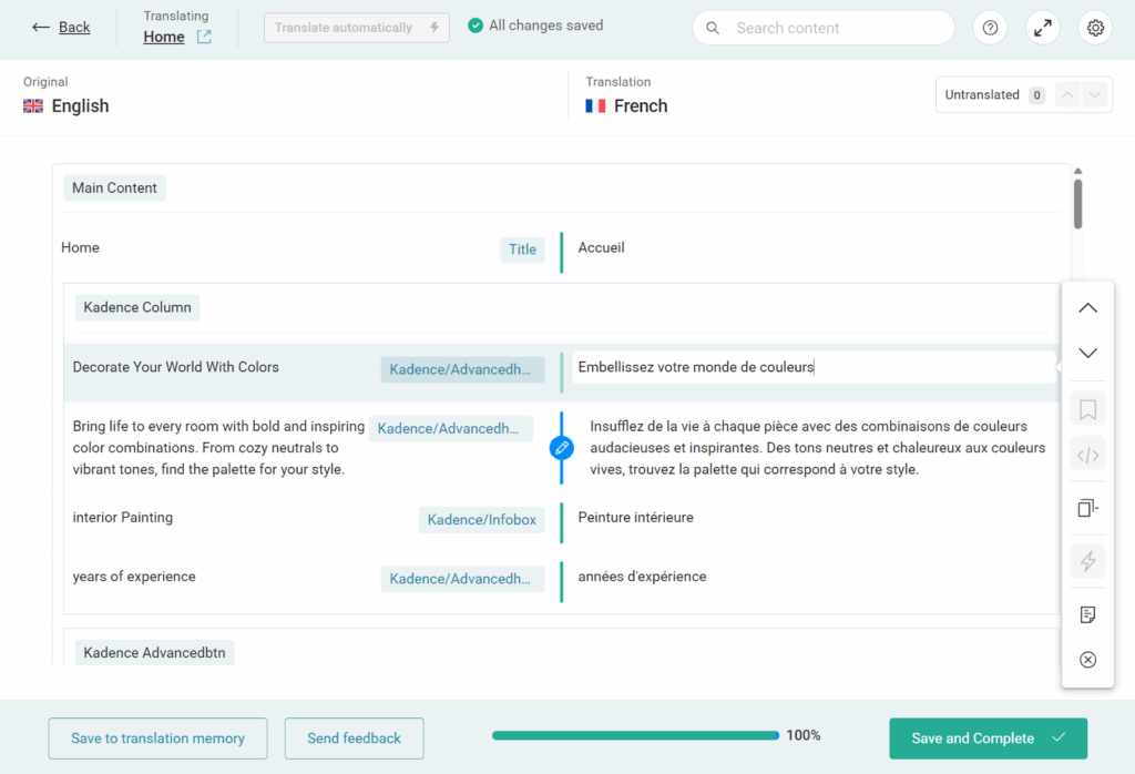 Editing translations for homepage heading