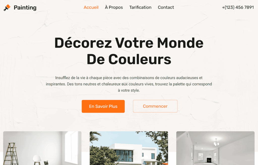 Homepage with Kadence Blocks in French