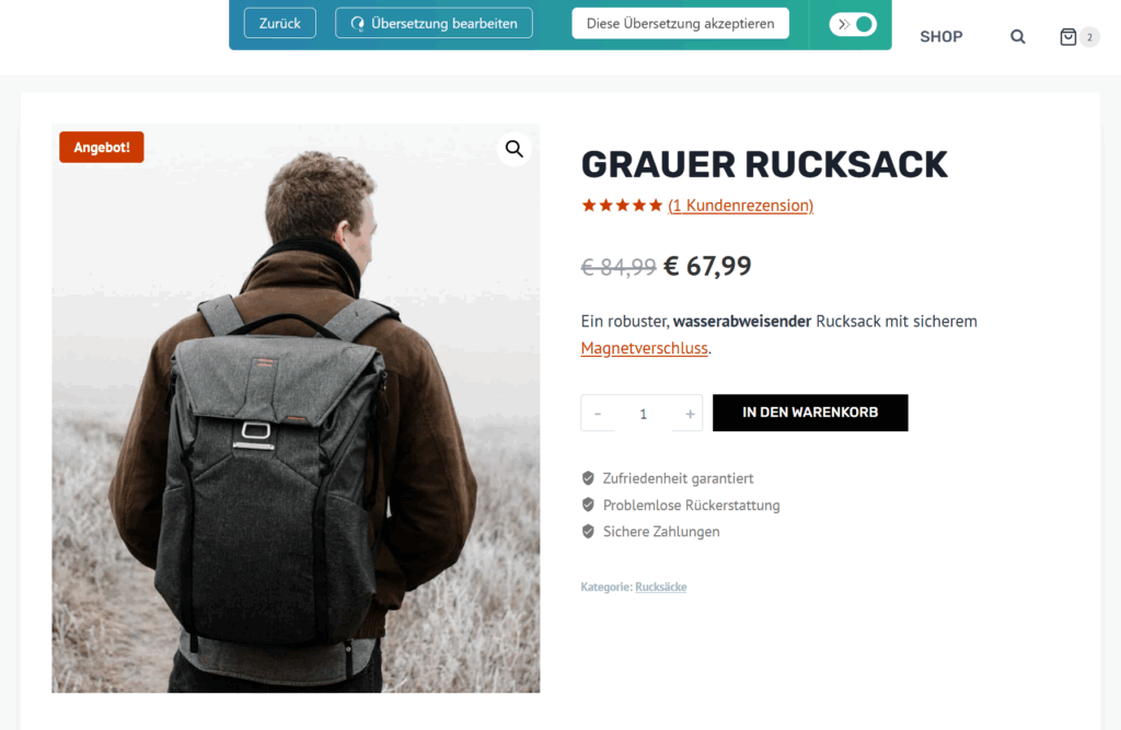 Reviewing product on front-end editor