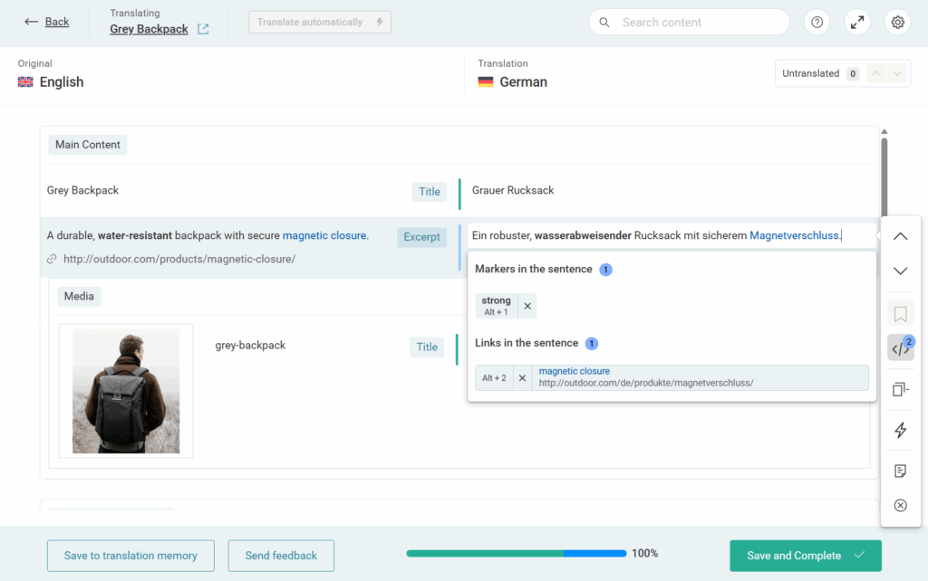 Safe html editing in the Advanced Translation Editor