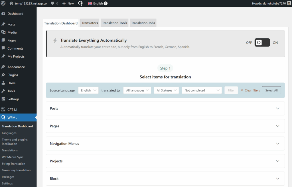 Translation Dashboard