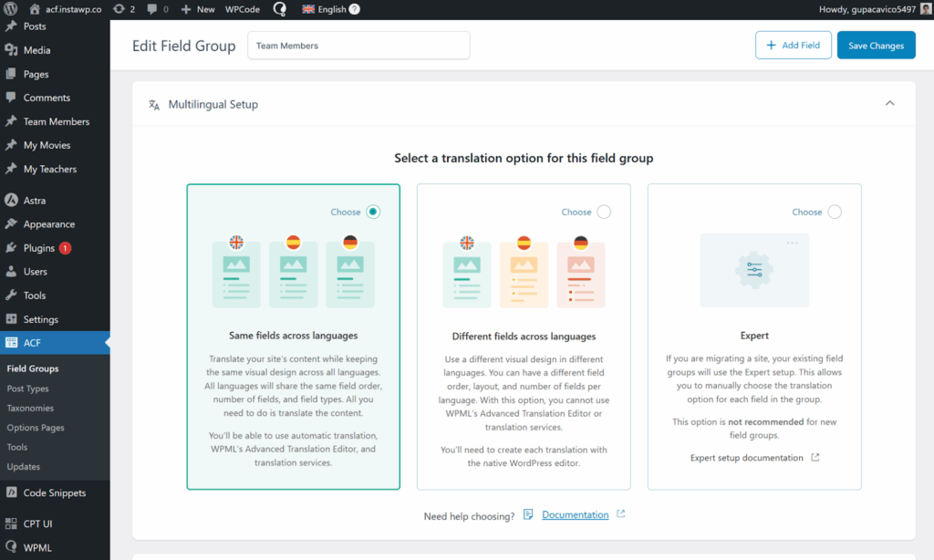 Selecting same fields across languages
