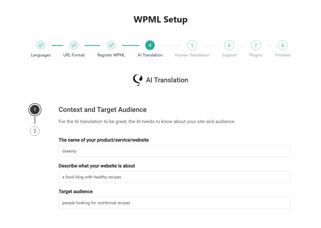 Sharing website context with PTC
