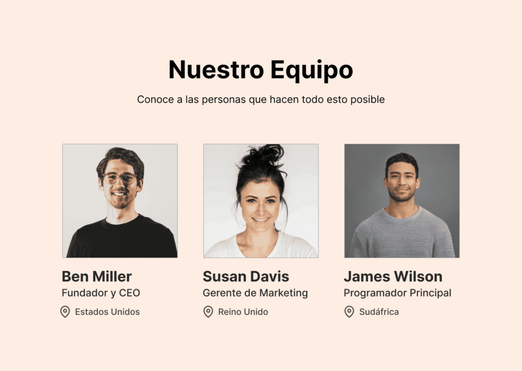 Team page in Spanish