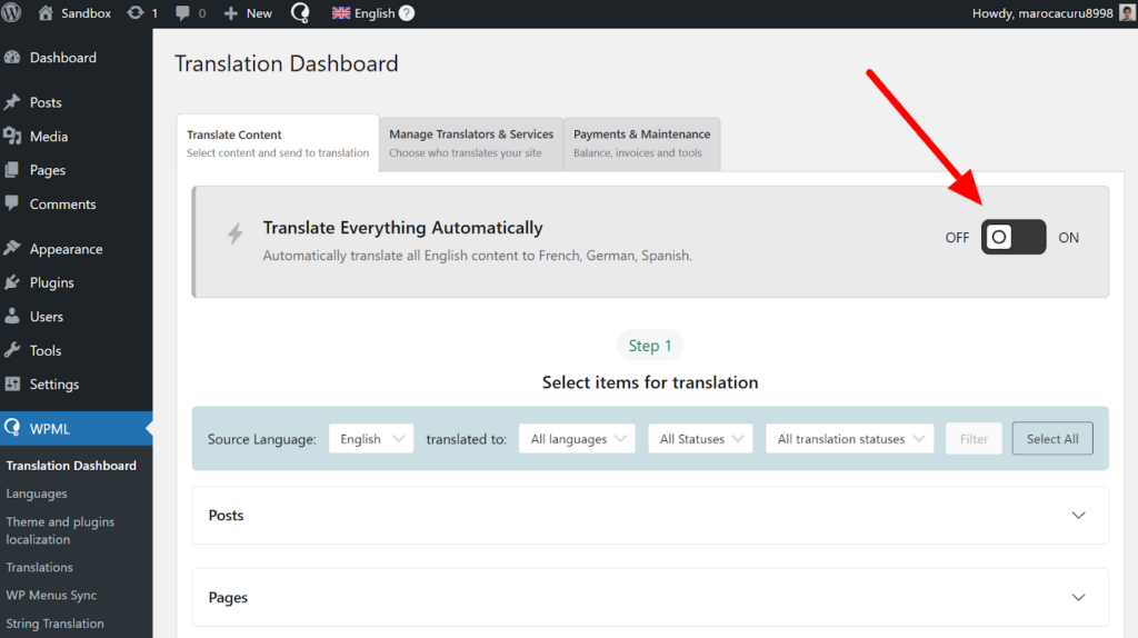 Enabling Translate Everything Automatically