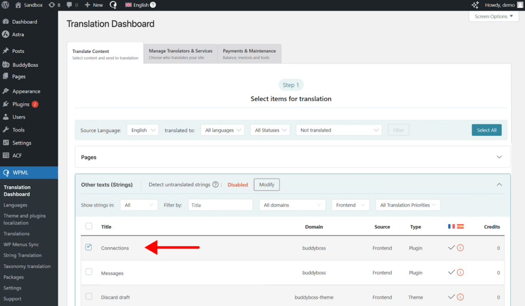 Translating BuddyBoss theme texts