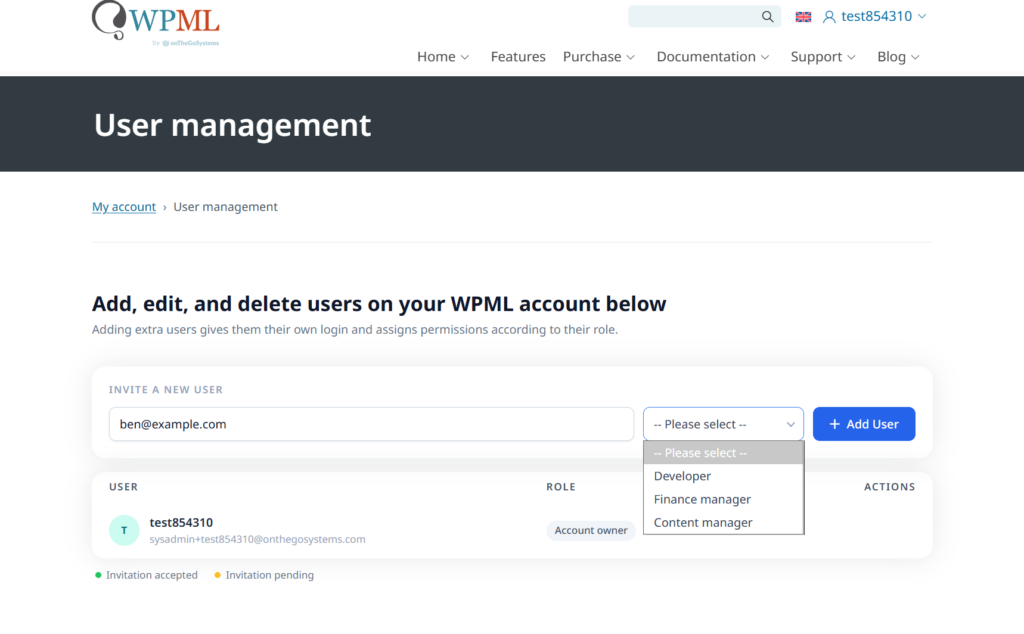 Add team members screen