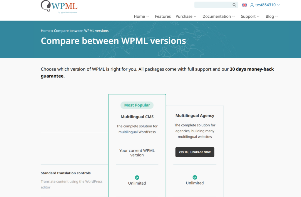 Upgrade plan options